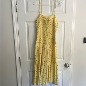 Free People Yellow and Red Heart Midi Dress